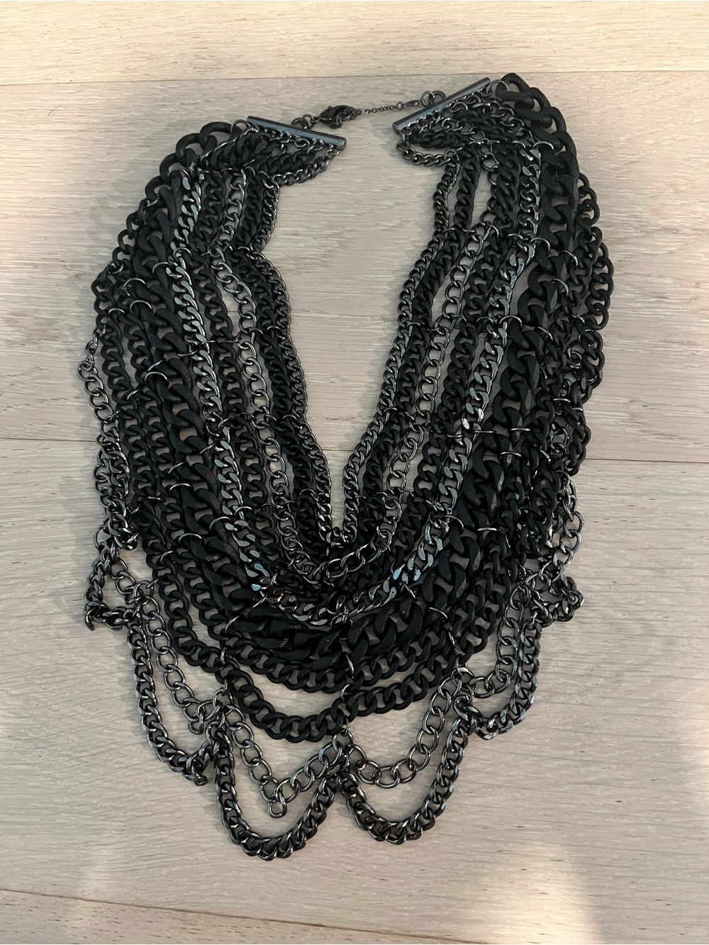 The Courtney Bib Necklace in Black & Gunmetal by Bauble Bar
